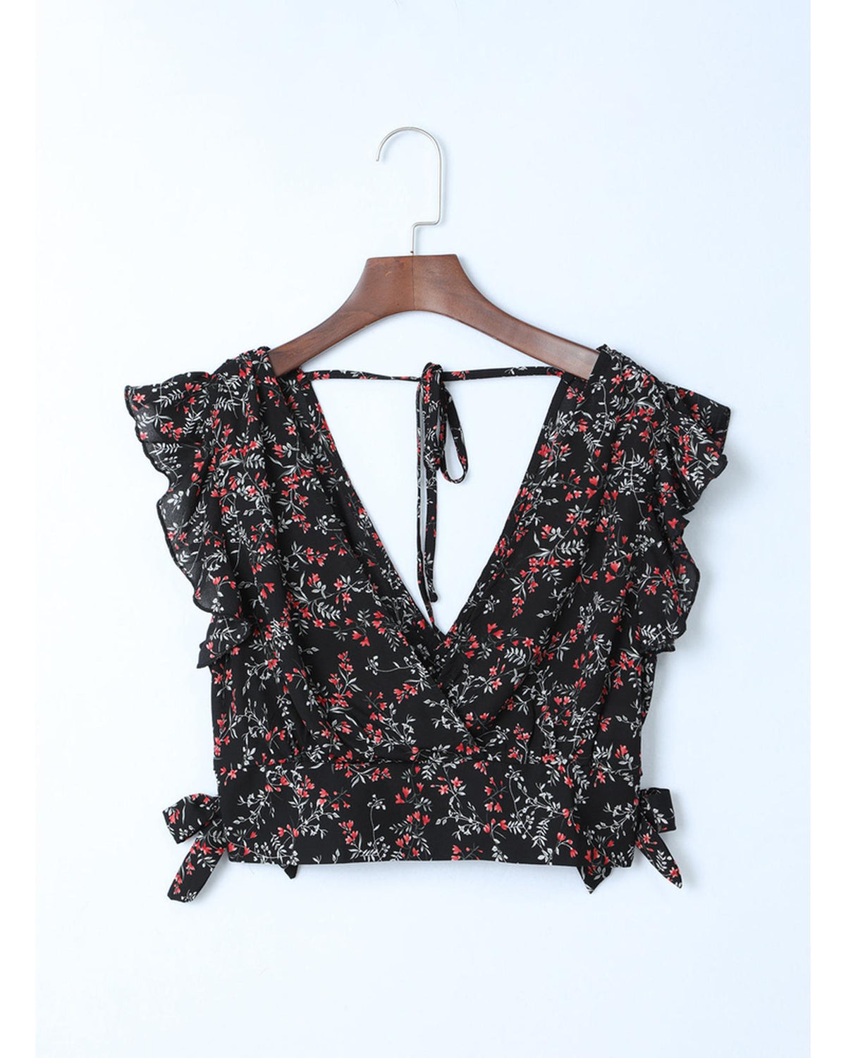 Floral Ruffled Crop Top and Maxi Skirt Set