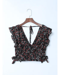 Floral Ruffled Crop Top and Maxi Skirt Set