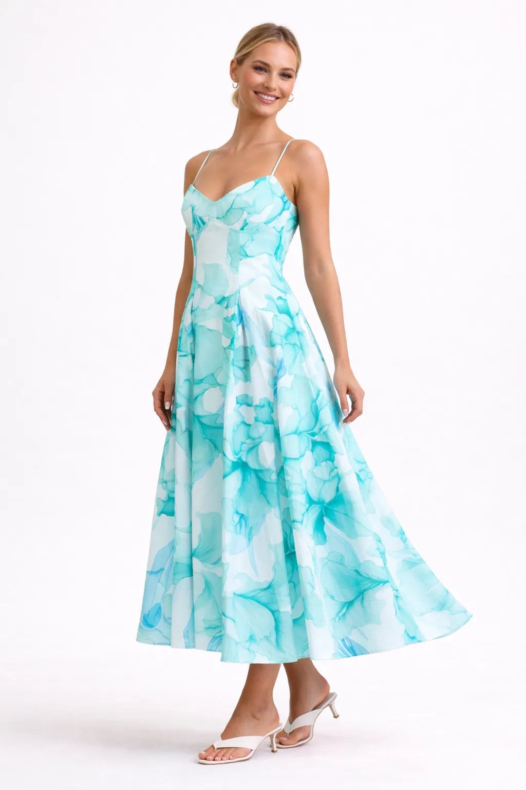 Floral Print Spaghetti Strap Midi Dress