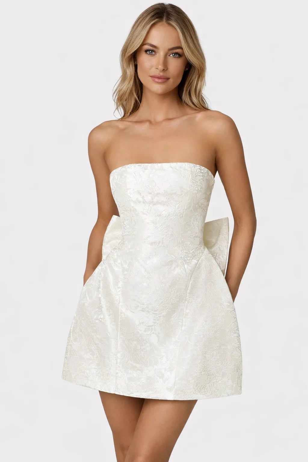 Lace-Up Sleeveless Satin Mini Dress with Bow