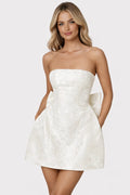 Lace-Up Sleeveless Satin Mini Dress with Bow