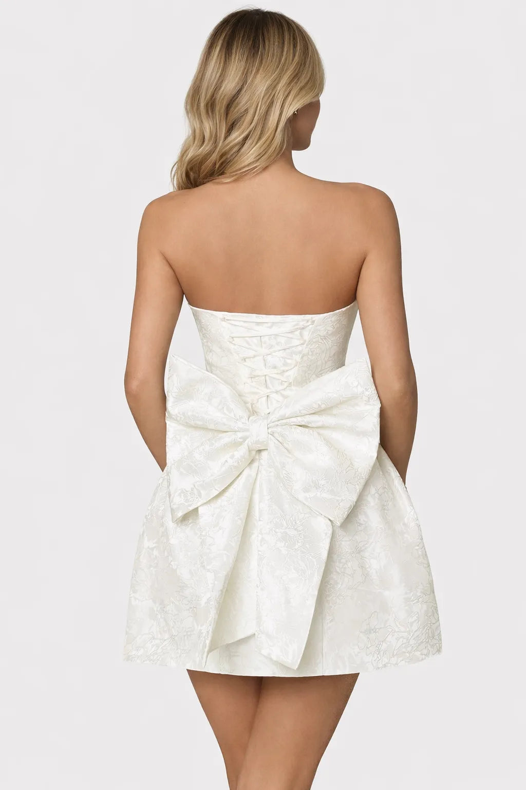 Lace-Up Sleeveless Satin Mini Dress with Bow