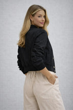 Snap Down Cropped Bomber Jacket