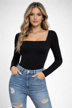 Square Neck Long Sleeve Bodysuit