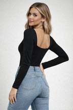 Square Neck Long Sleeve Bodysuit