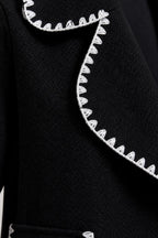 Contrast Trim Collared Neck Vest Coat