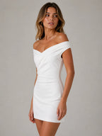Elegant Off-Shoulder Draped Mini Dress