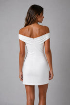 Elegant Off-Shoulder Draped Mini Dress