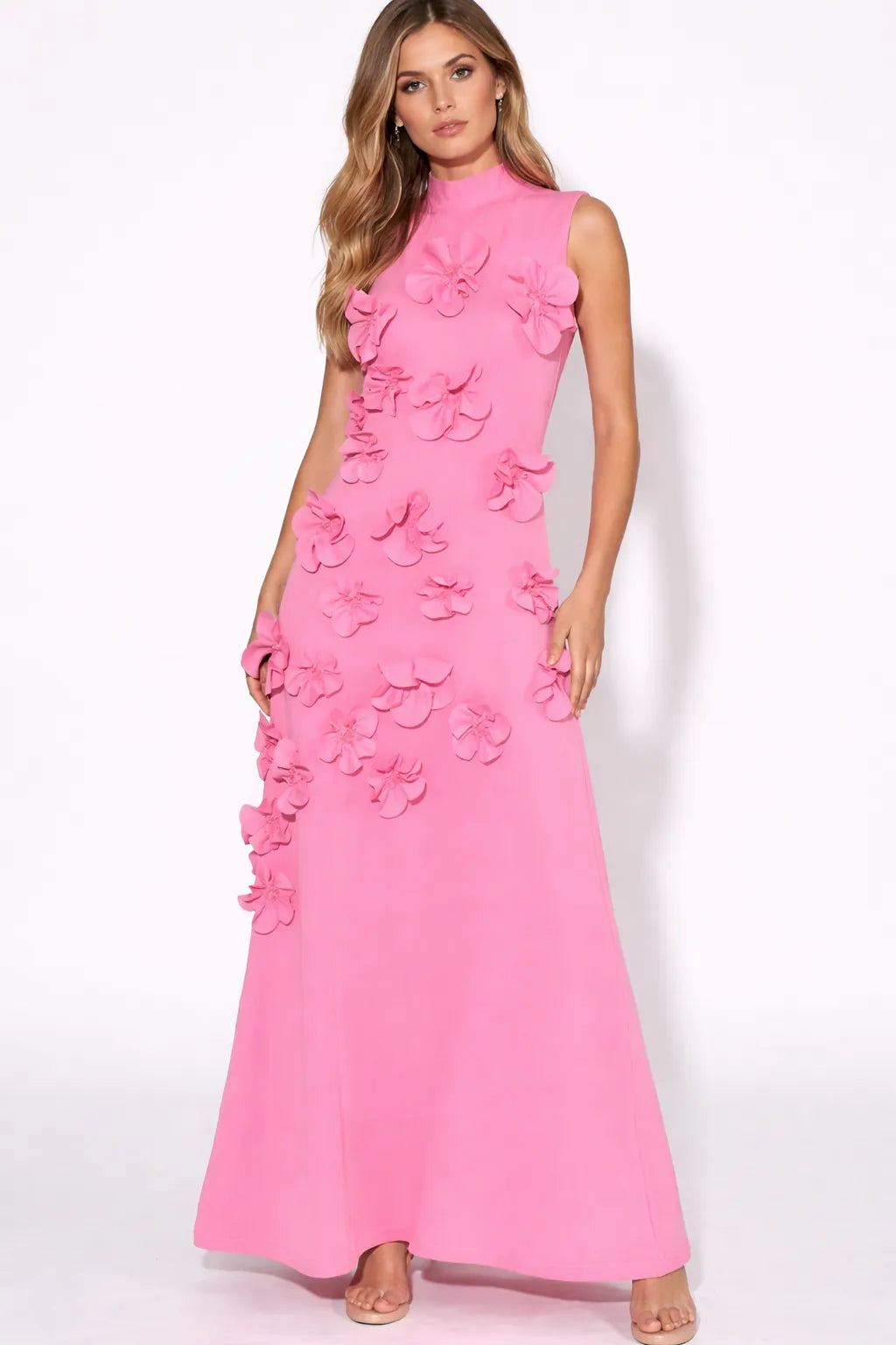 Floral Applique Sleeveless Maxi Dress