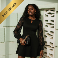 Cutout Lace Long Sleeve Mini Dress