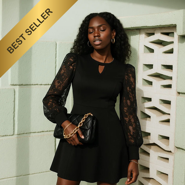 Cutout Lace Long Sleeve Mini Dress