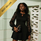 Cutout Lace Long Sleeve Mini Dress