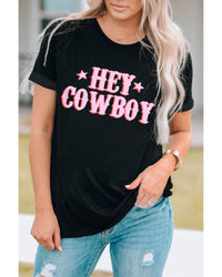 Hey Cowboy Letters Crew Neck T-shirt