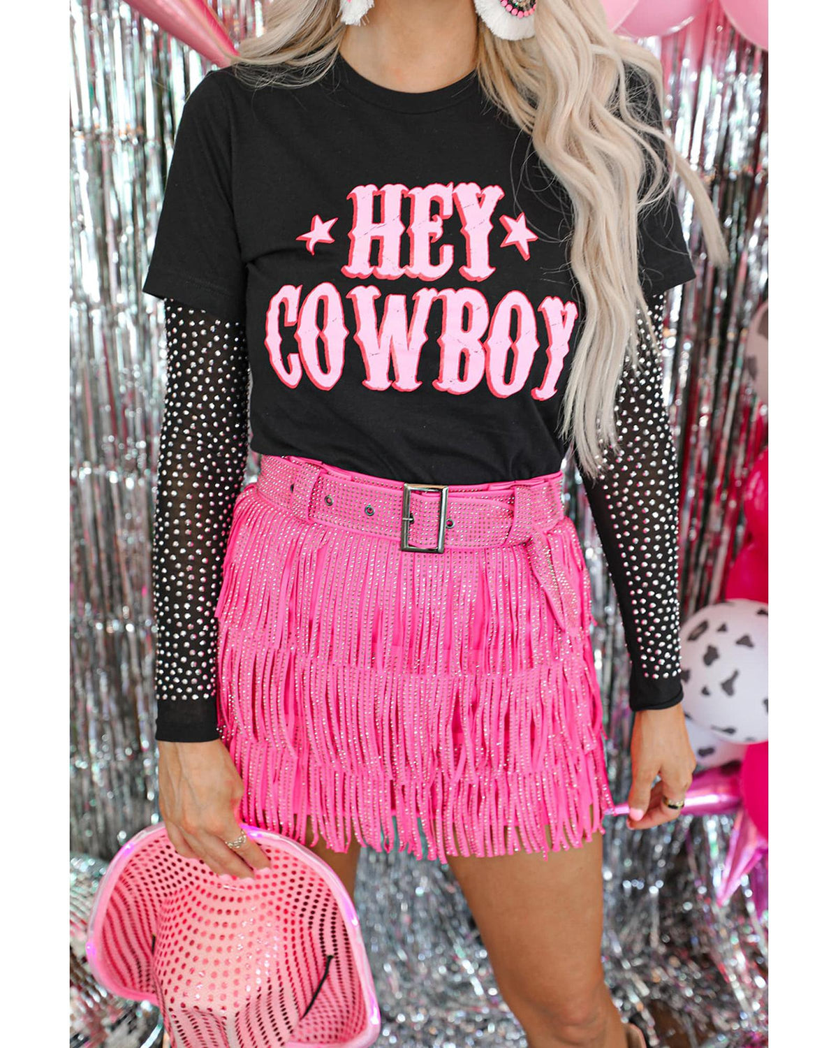 Hey Cowboy Letters Crew Neck T-shirt