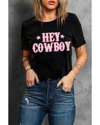 Hey Cowboy Letters Crew Neck T-shirt