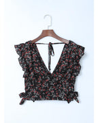 Floral Ruffled Crop Top and Maxi Skirt Set