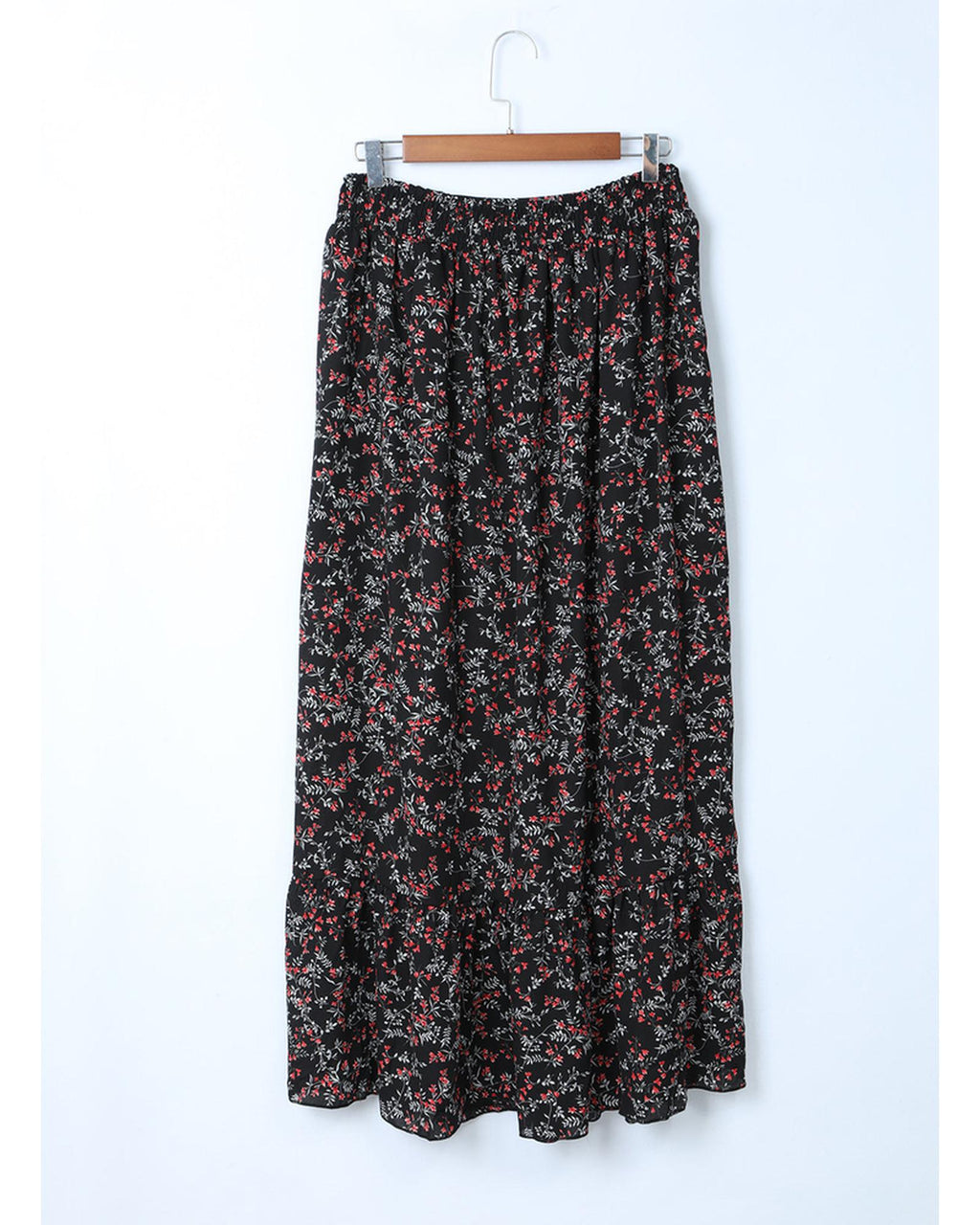 Floral Ruffled Crop Top and Maxi Skirt Set