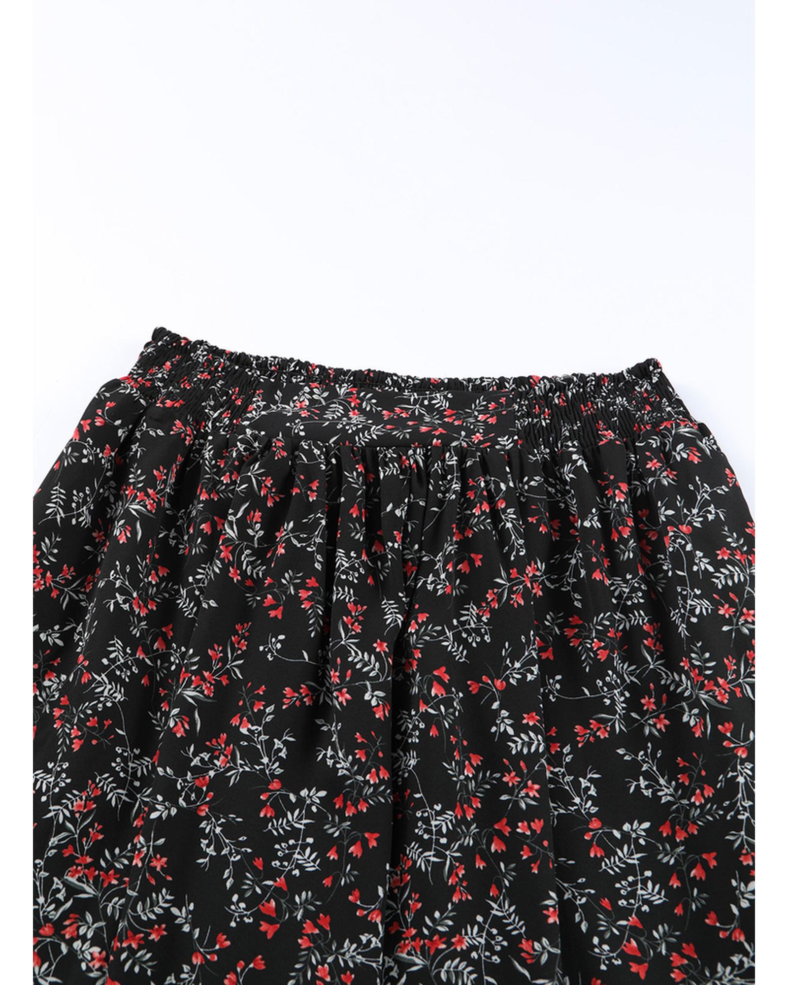 Floral Ruffled Crop Top and Maxi Skirt Set
