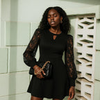 Cutout Lace Long Sleeve Mini Dress
