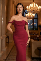 Off-Shoulder Ruched Maxi Dress