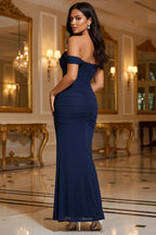Off-Shoulder Ruched Maxi Dress