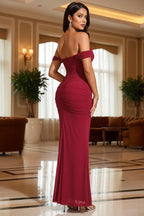 Off-Shoulder Ruched Maxi Dress