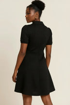 Textured Quarter Zip Short Sleeve Dress
