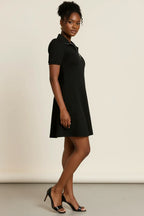 Textured Quarter Zip Short Sleeve Dress