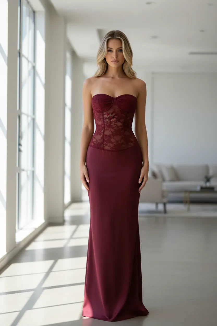 Lace Corset Maxi Dress