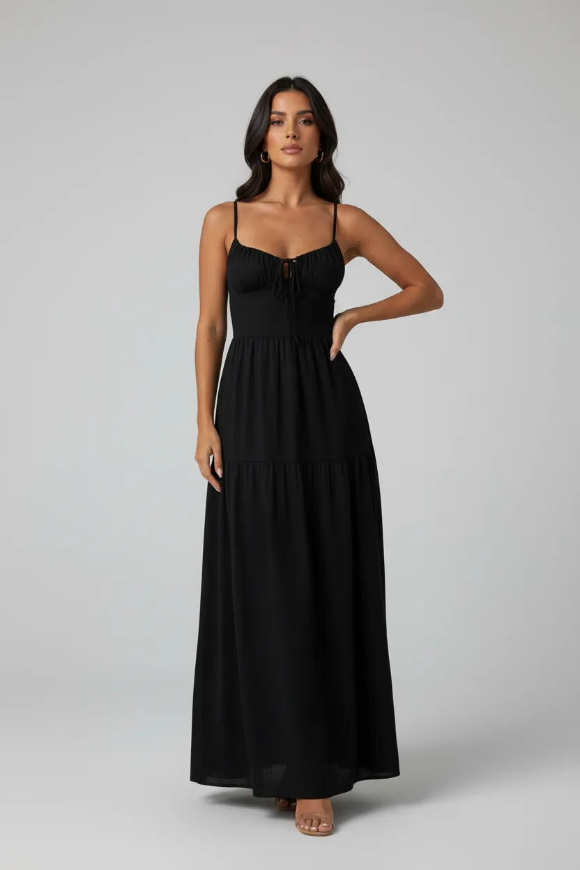 Lace Up Back Maxi Cami Dress