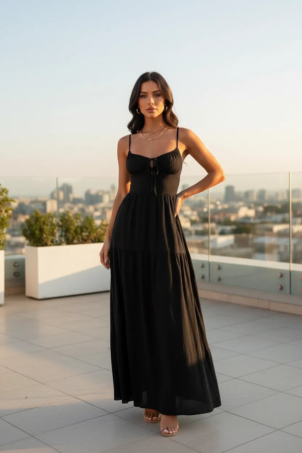 Lace Up Back Maxi Cami Dress