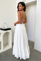 Lace Up Back Maxi Cami Dress