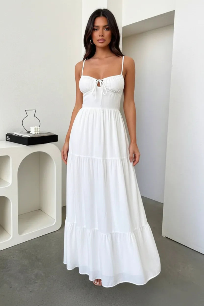 Lace Up Back Maxi Cami Dress